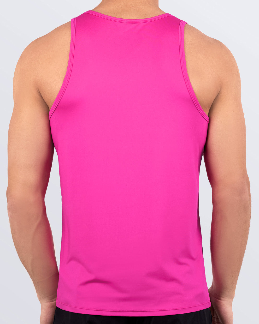 Back view of DC2 HOT SHOT MAGENTA athletic tank top in bold magenta, showcasing breathable, quick-dry performance fabric.