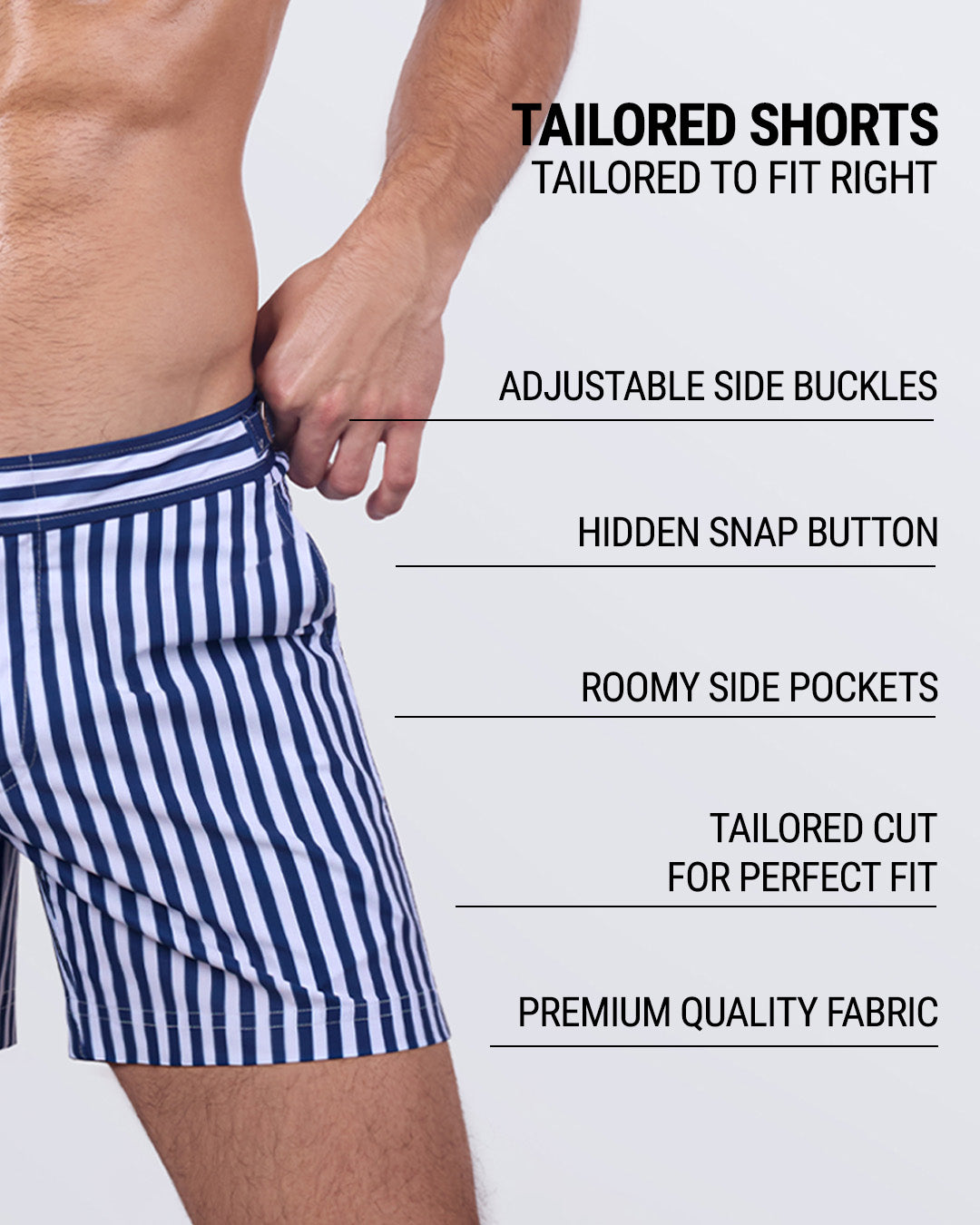 FAST LINES (NAVY BLUE) - Tailored Shorts