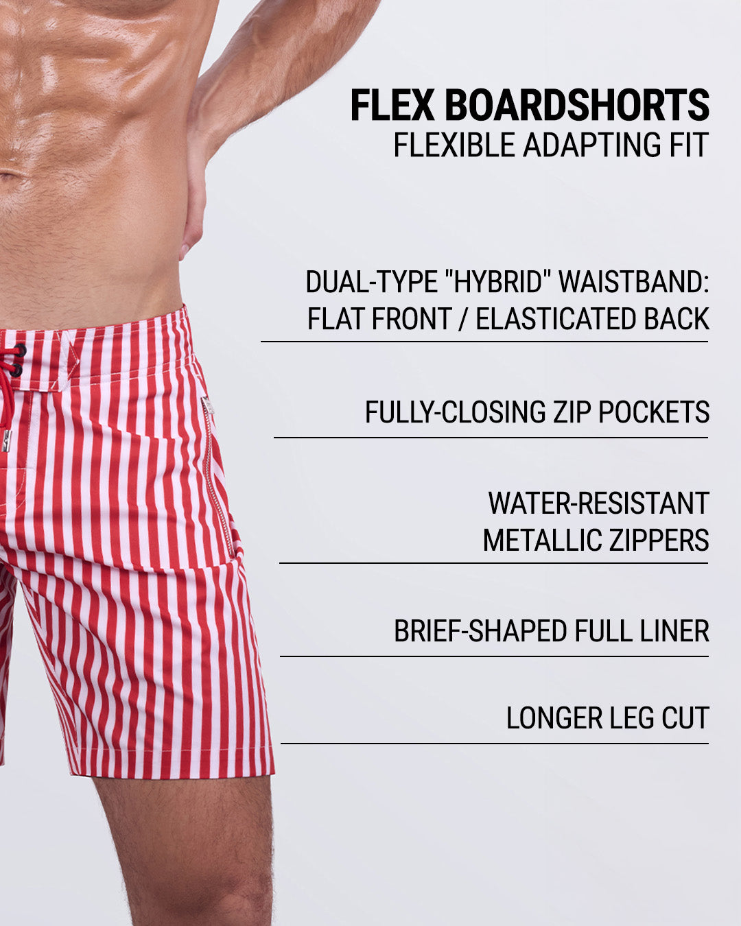 FAST LINES (RAPID RED) - Flex Boardshorts
