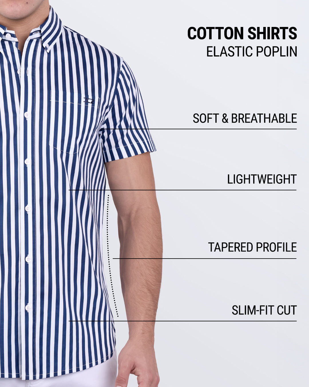 FAST LINES (NAVY BLUE) - Cotton Shirt