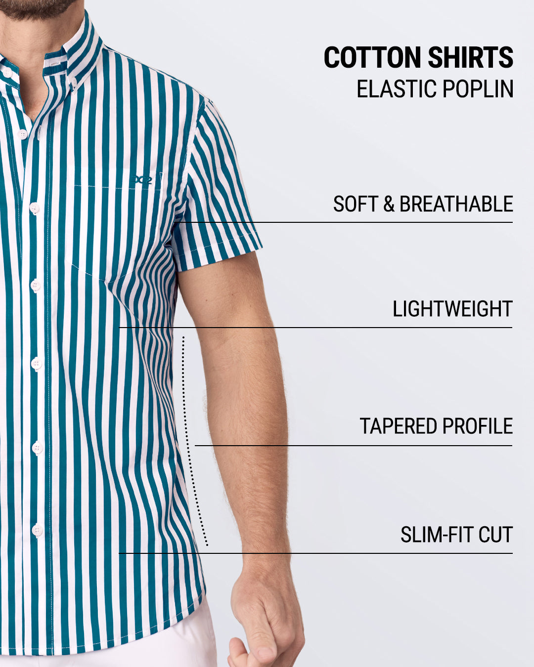 FAST LINES (PACIFIC GREEN) - Cotton Shirt | DC2