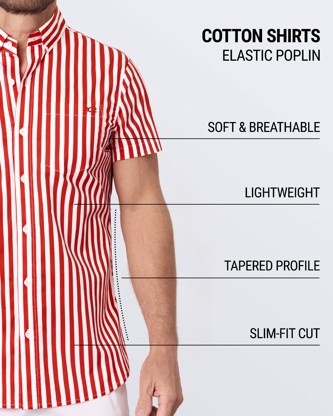 FAST LINES Rapid Red striped shirt – soft, breathable, tapered, and slim-fit cotton poplin by DC2.