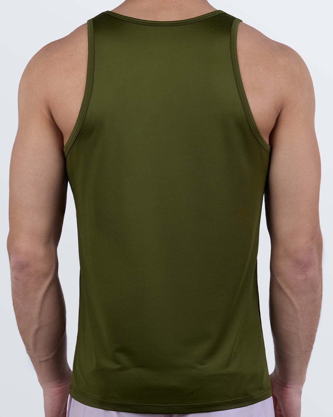 Back view of the DC2 Greenspiration men's workout tank top, highlighting the smooth, moisture-wicking fabric perfect for intense training and casual outings.