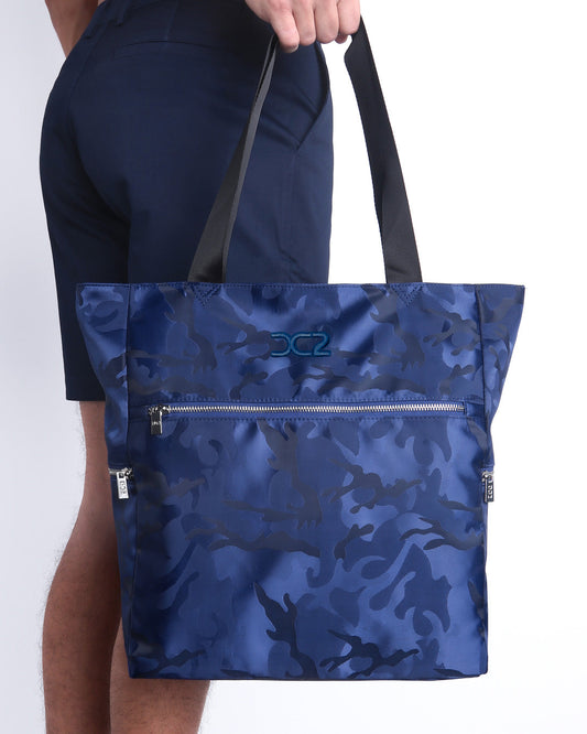 NAVY BLUE CAMO - Poolside Tote Bag Foldable/Portable | DC2
