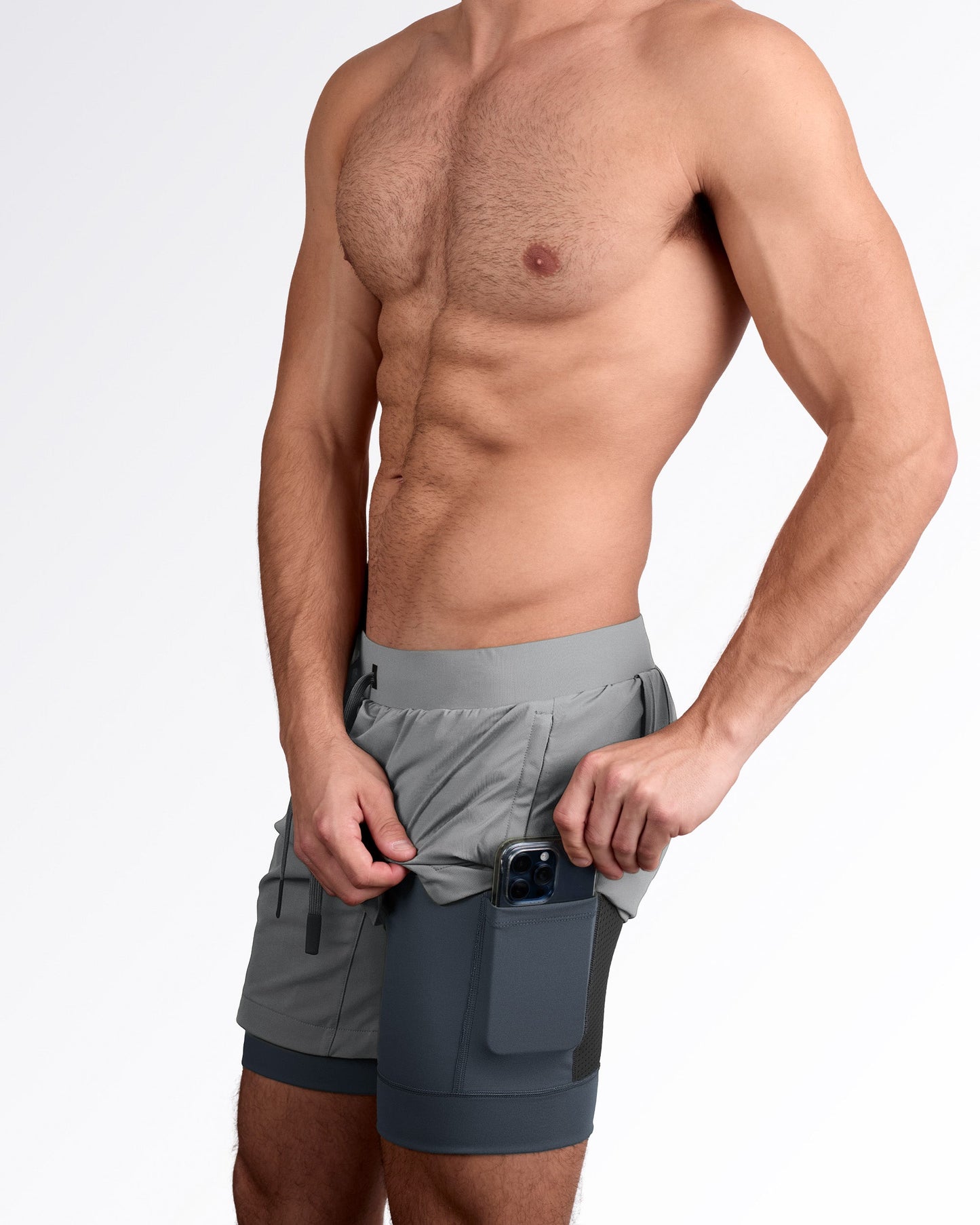 SPACE GRAY - Endurance Shorts Lined 2-in-1
