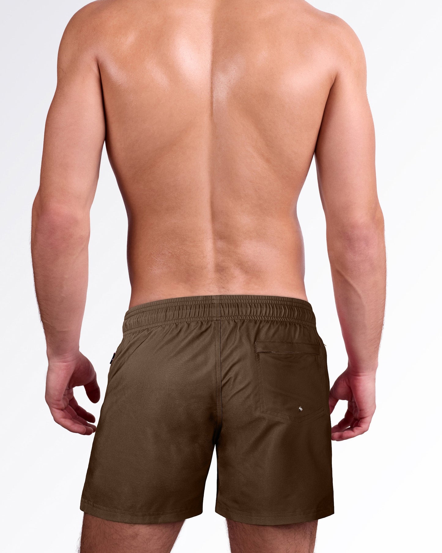 Back view of the That’s That Me Espresso Resort Shorts showcasing espresso brown fabric, rear pocket detail, and comfortable vacation-ready design.