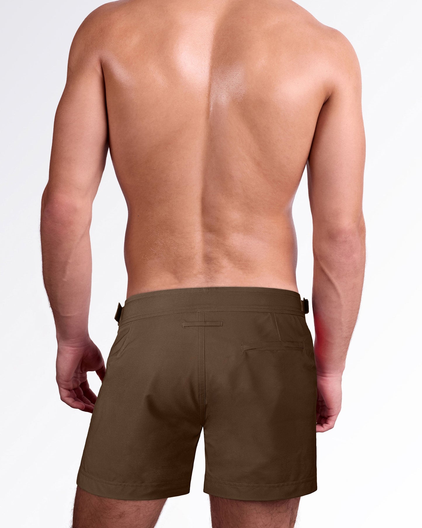 Back view of the That’s That Me Espresso Tailored Shorts showcasing espresso brown fabric, tailored construction, and refined summer versatility.