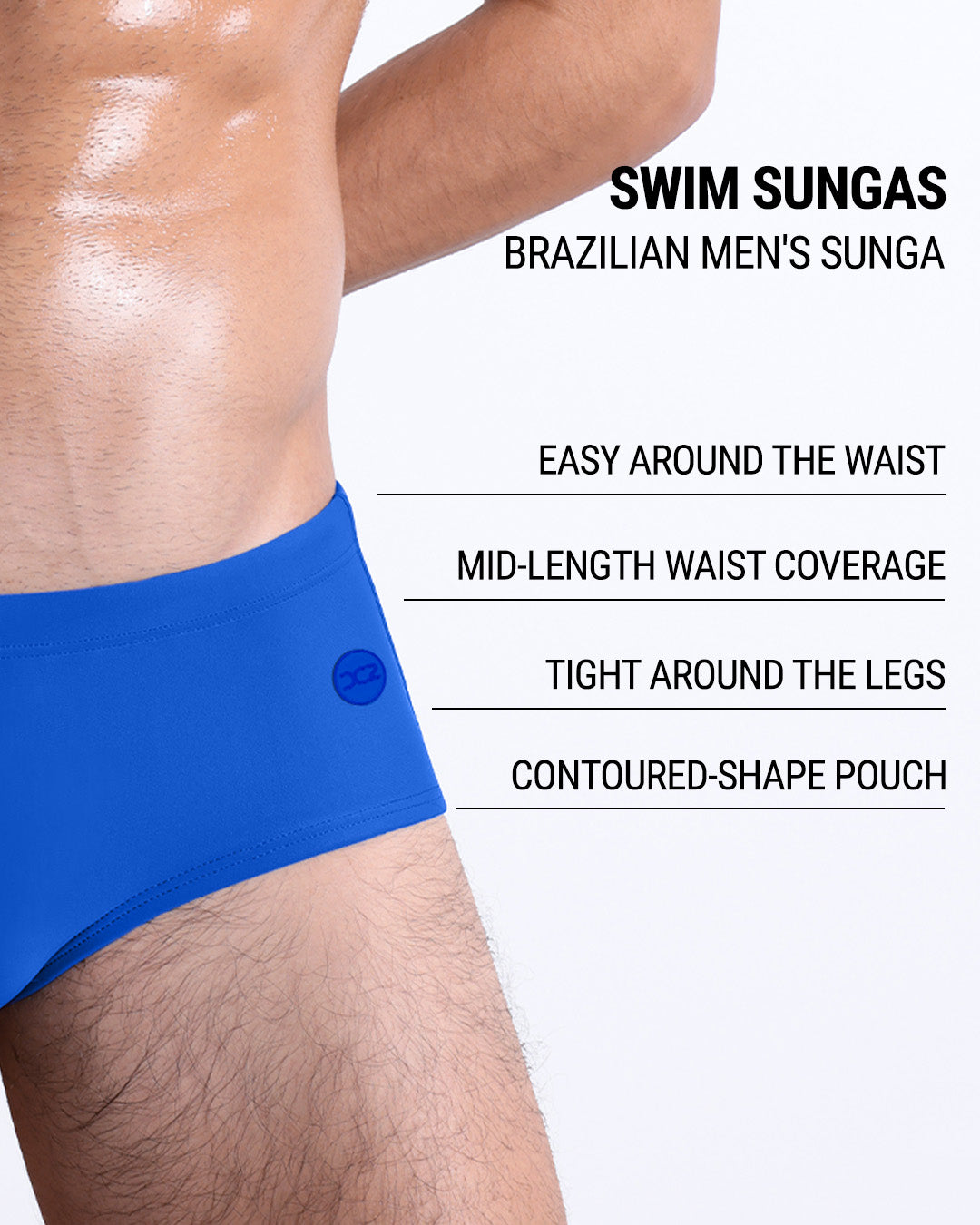 DC2 BANG VOULEZ BLUE Swim Sunga — graphic highlights pouch shape, quick-dry fabric, and comfort waist.