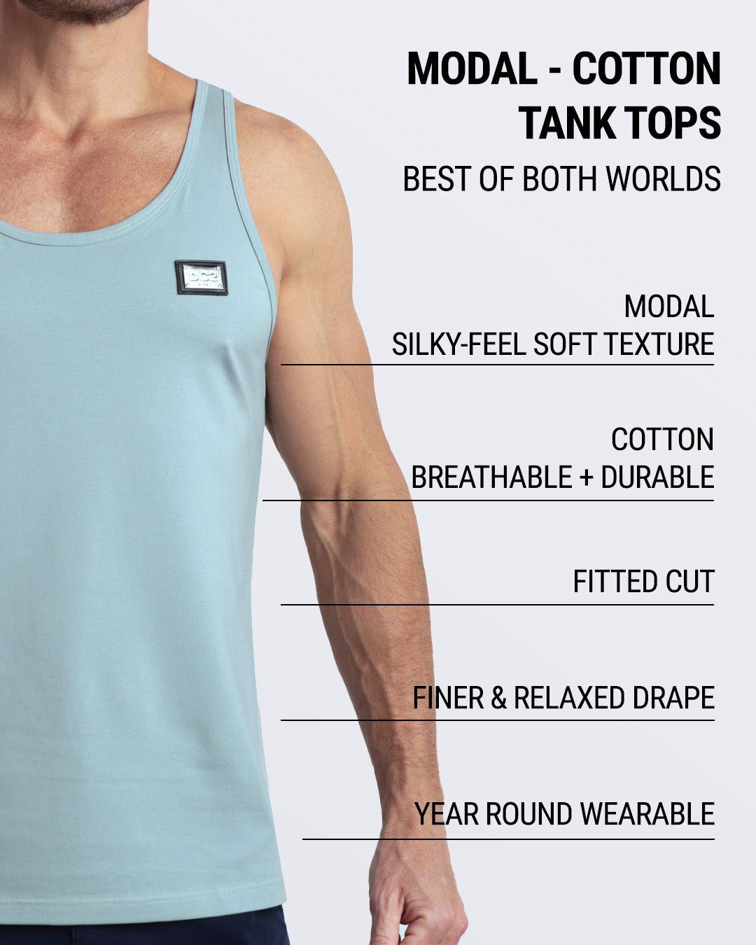 BARELY TEAL - Modal Cotton Tank Top