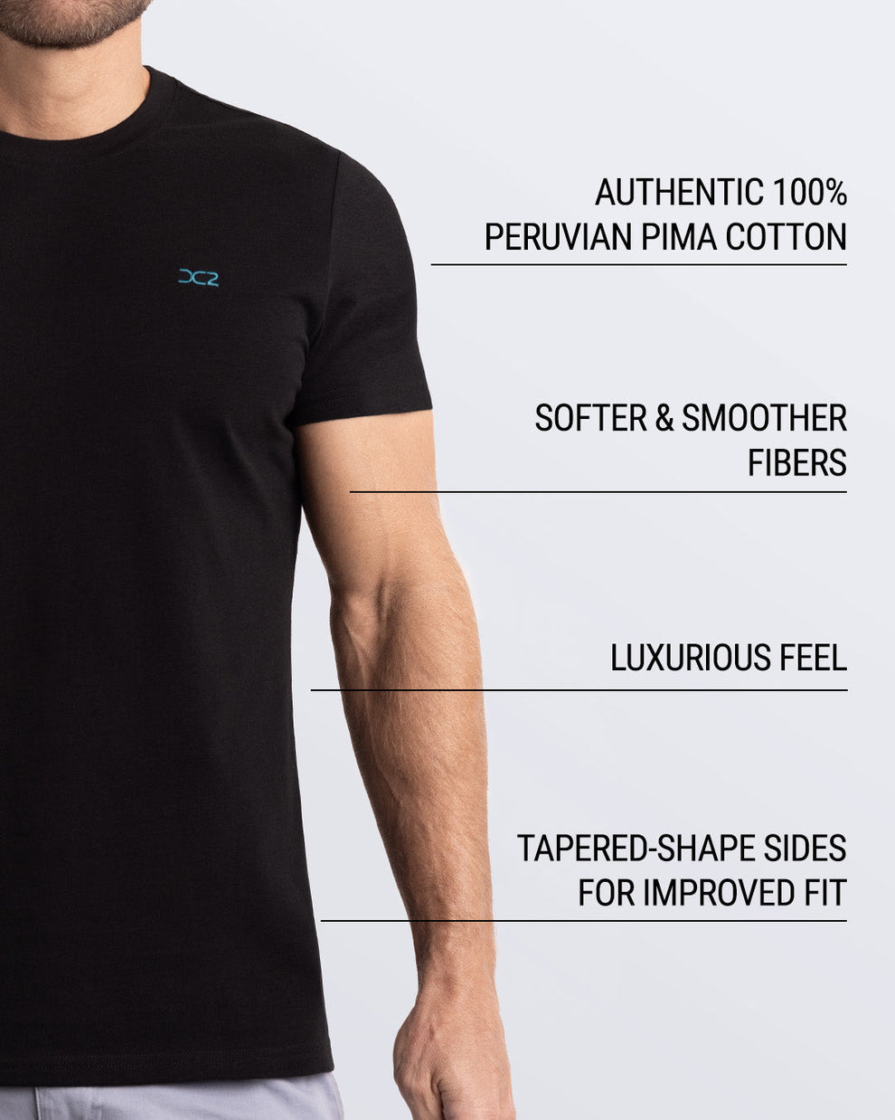 Men’s Pima Cotton T-Shirt by DC2 Miami. Made from 100% Peruvian Pima cotton with softer, smoother fibers, a luxurious feel, and a tapered fit for a modern silhouette.