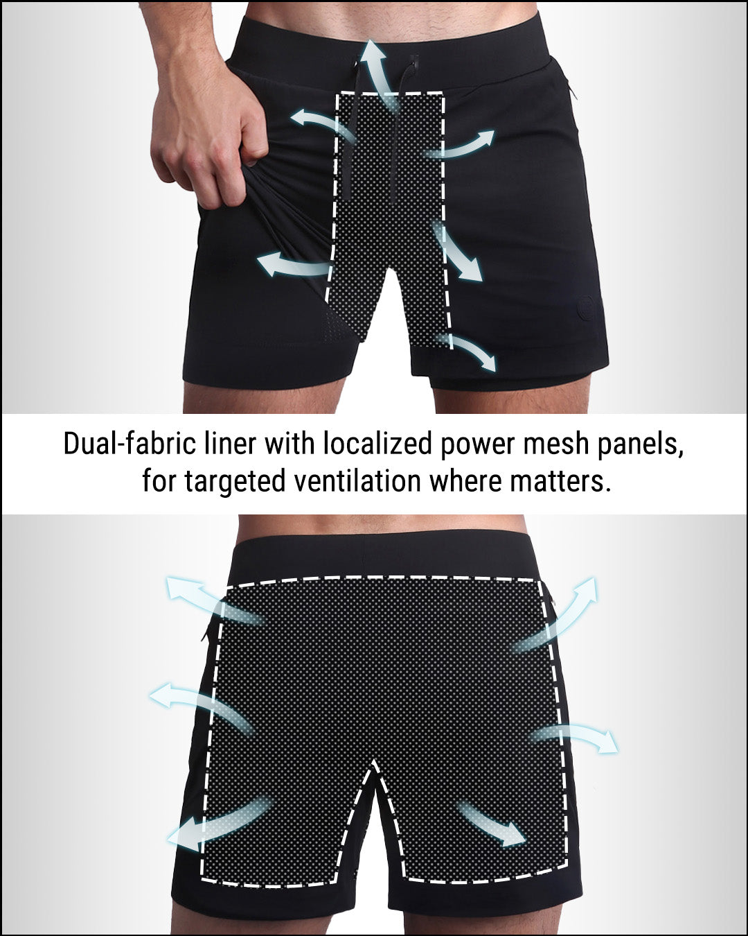 BLACK - Endurance Shorts Lined 2-in-1