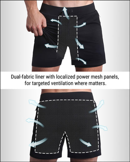 BLACK - Endurance Shorts Lined 2-in-1