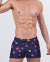 DC2 Buy Myself Flowers (Cool) Poolside Shorts — front view with pink, yellow, blue floral print.