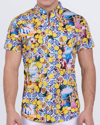 Citrics Choice short sleeve cotton shirt with Amalfi Coast-inspired lemon and floral print by DC2 Miami.