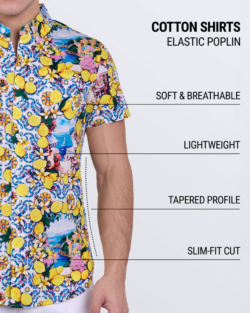 DC2 Citrics Choice shirt – breathable elastic poplin with lightweight feel and tapered slim-fit silhouette.