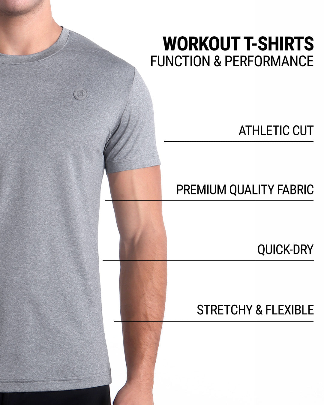 Men’s quick-dry workout T-shirt in COMPOUND GREY by DC2 keeps you feeling comfortable and looking sharp all day. Features an athletic cut, premium quality fabric, quick-dry technology, and is stretchy and flexible.