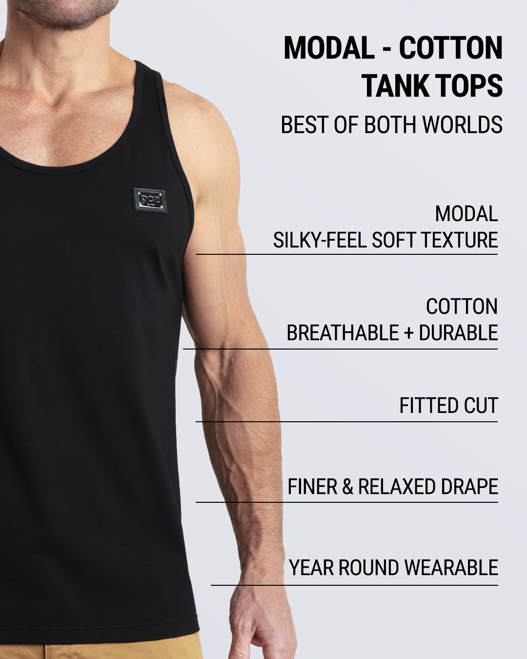 EXACT BLACK - Modal Cotton Tank Top