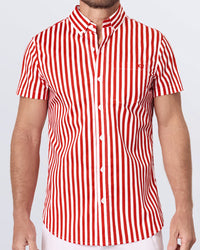 Men's short sleeve striped shirt in red and white – FAST LINES Rapid Red by DC2 Clothing