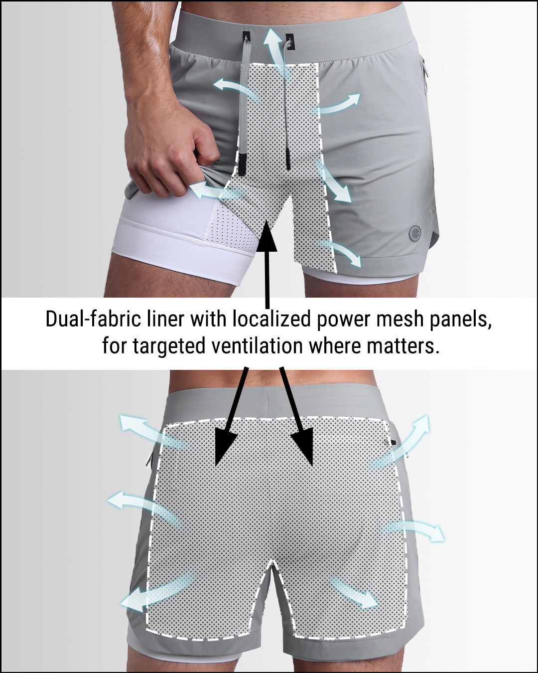 SPACE GRAY - Endurance Shorts Lined 2-in-1