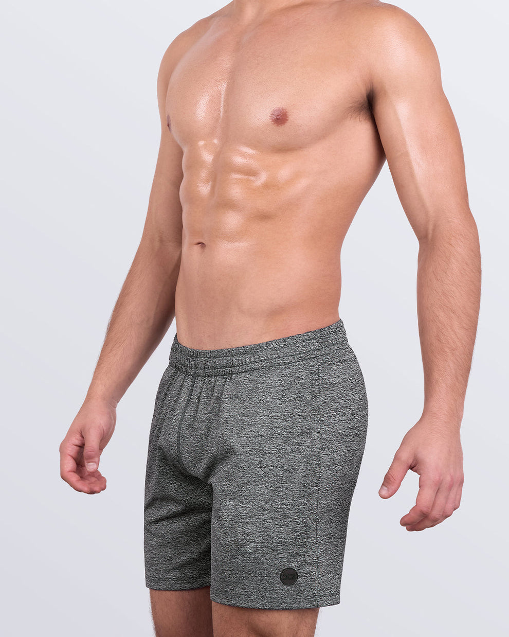 DC2 GROOVE Jogger Shorts — angled side view showcasing slim cut, supportive waistband, and side seam detailing.