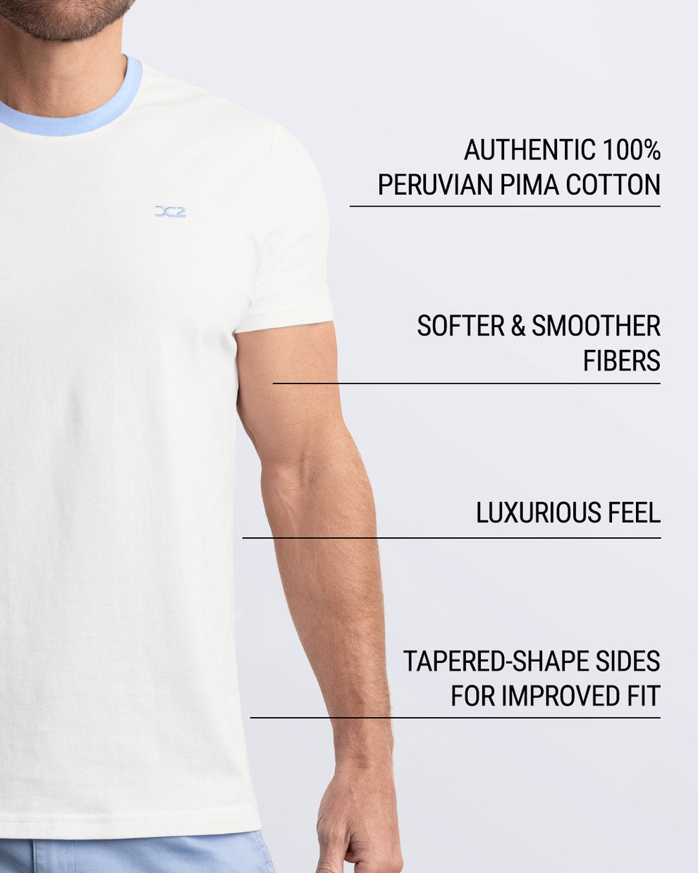 Men’s Pima Cotton T-Shirt by DC2 Miami. Made from 100% Peruvian Pima cotton with softer, smoother fibers, a luxurious feel, and a tapered fit for a modern silhouette.