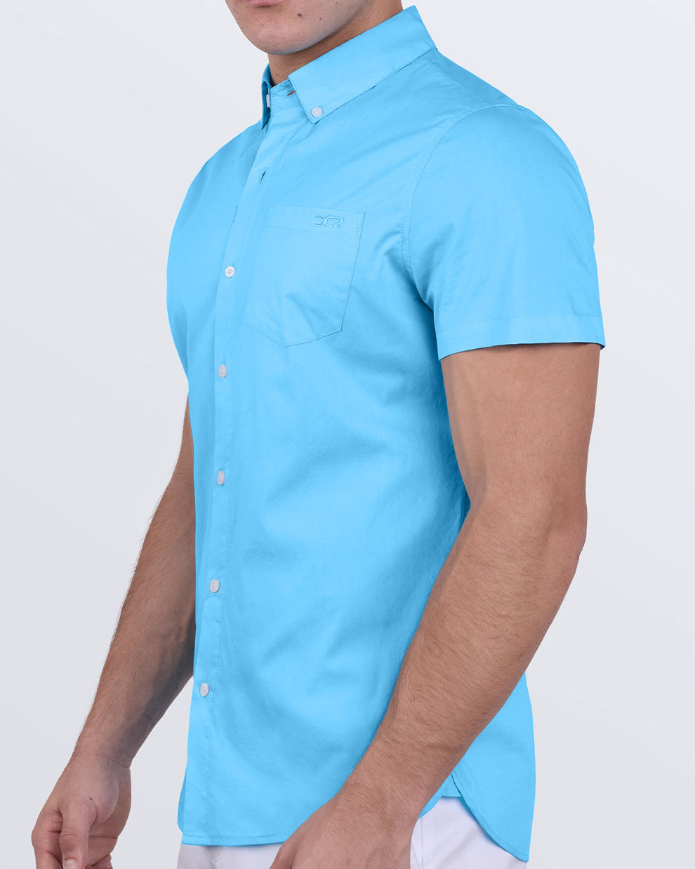 Magnet Blue short sleeve cotton shirt with tapered fit and chest pocket – DC2 Miami
