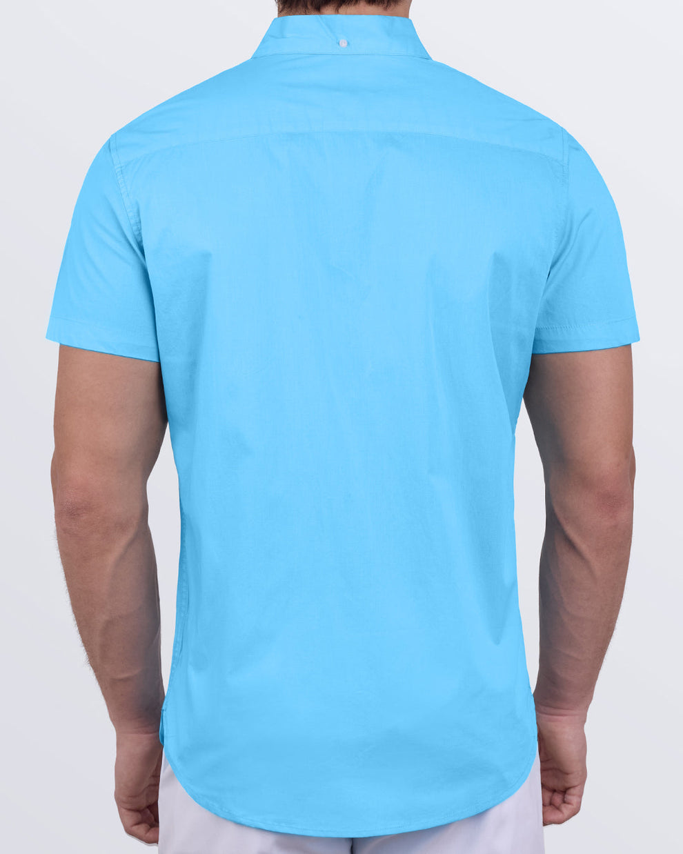 Back view of Magnet Blue cotton shirt for men – lightweight, breathable summer wear by DC2