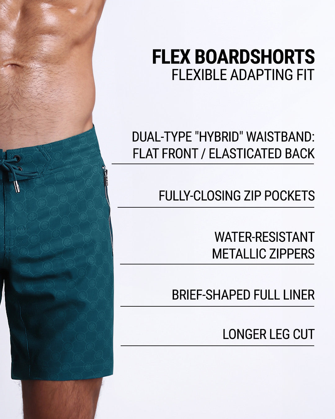 DC2’s Flex Boardshorts are designed to be incredibly flexible, adapting to fit. They come equipped with fully closing zip pockets and water-resistant metal zippers. Additionally, they have a dual-type “hybrid” waistband (flat front/elasticated back), brief-shaped full liner, and longer leg cut.