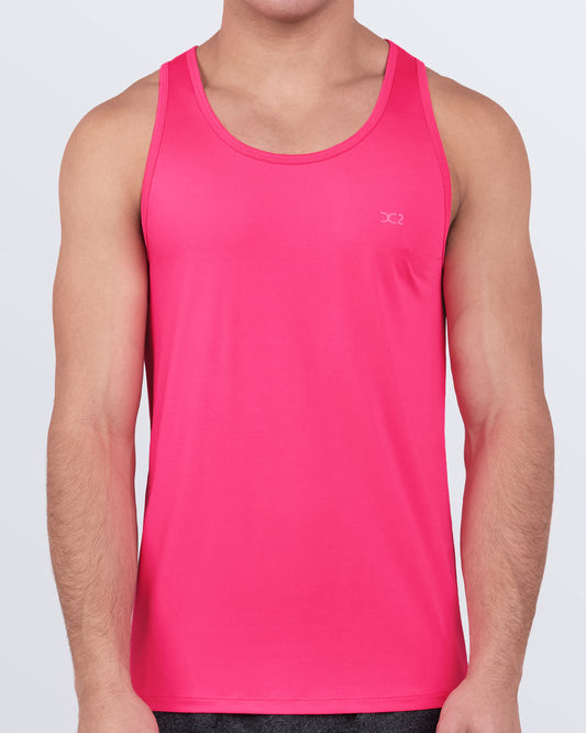 DC2 PINK BOMB Gym Tank Top — model wearing men’s athletic tank, showcasing quick-dry lightweight design.