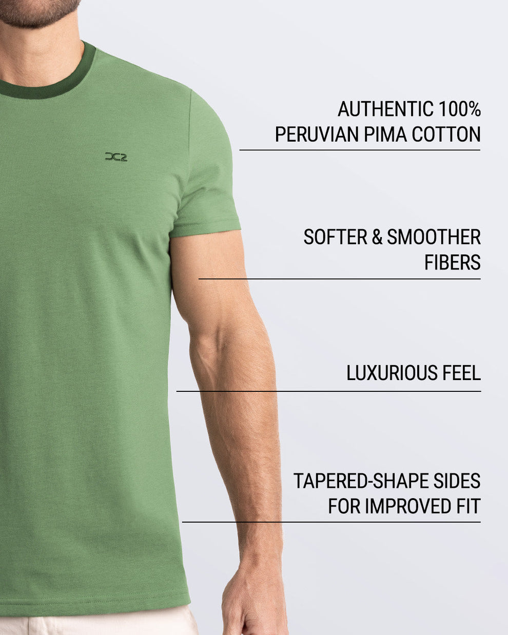 Men’s Pima Cotton T-Shirt by DC2 Miami. Made from 100% Peruvian Pima cotton with softer, smoother fibers, a luxurious feel, and a tapered fit for a modern silhouette.