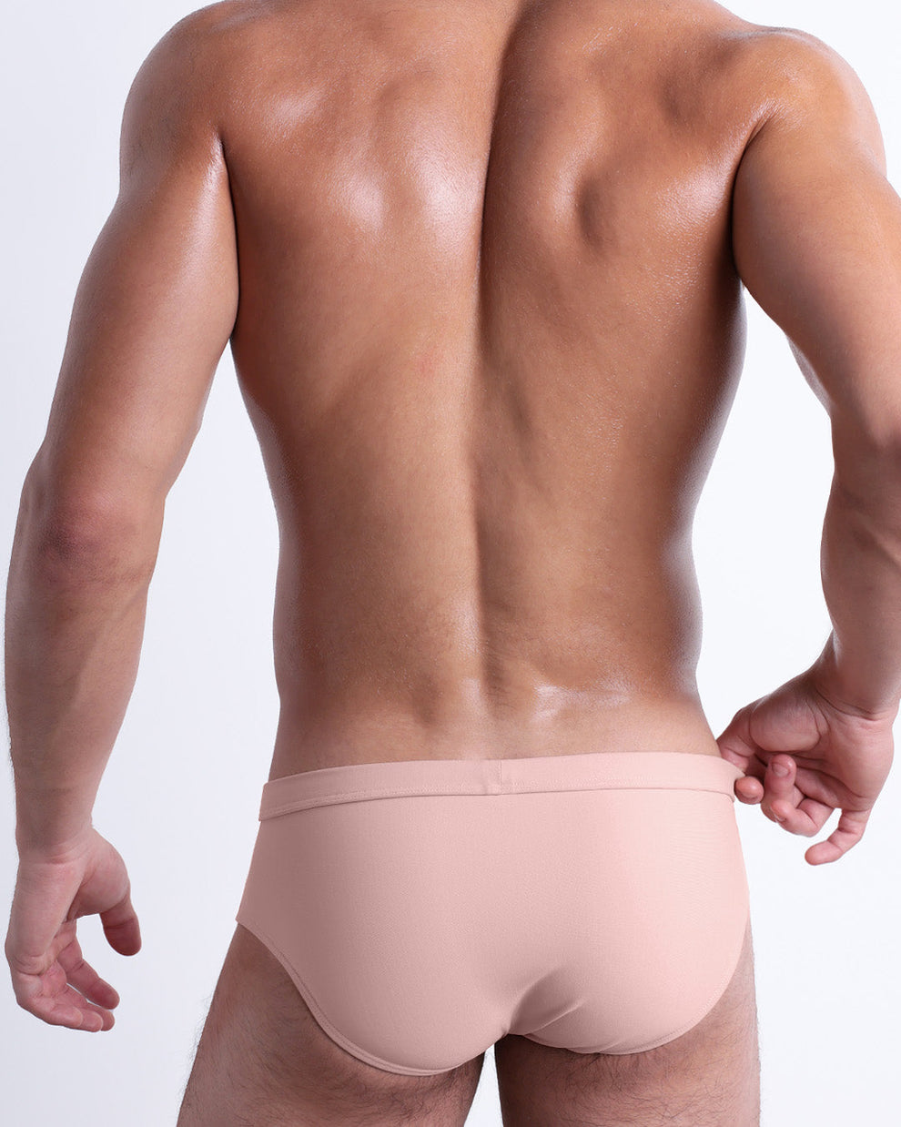 DC2 Skinny Dip (Fair/Naked Pink) Swim Brief — back view highlighting full rear coverage and seamless fit.