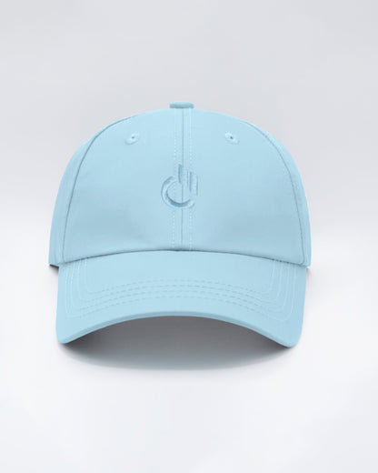 DC2 Resort Cap in Sky Blue — front view showcasing a curved brim, structured crown, and tonal embroidered DC2 logo.