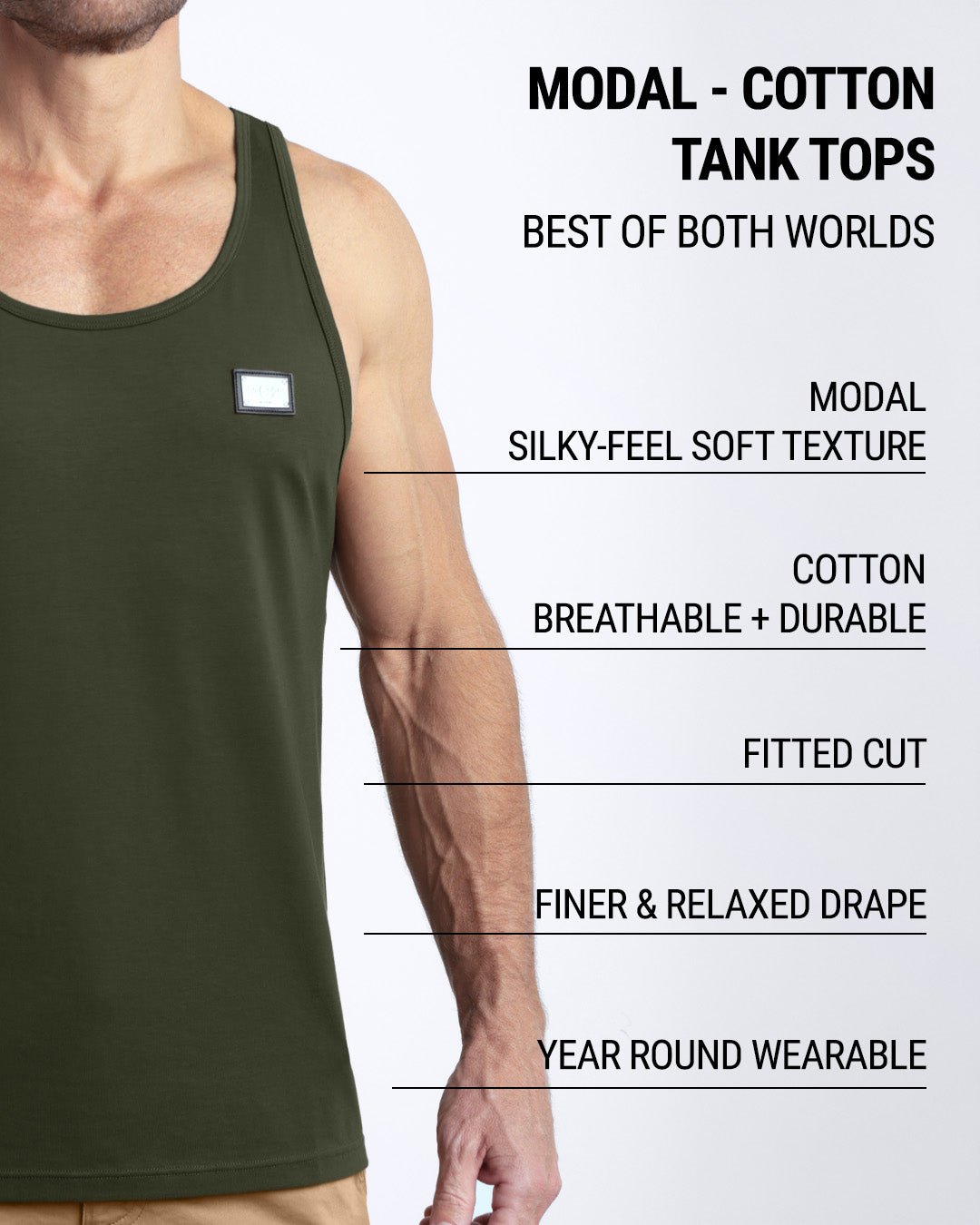 SLICK GREEN - Modal Cotton Tank Top