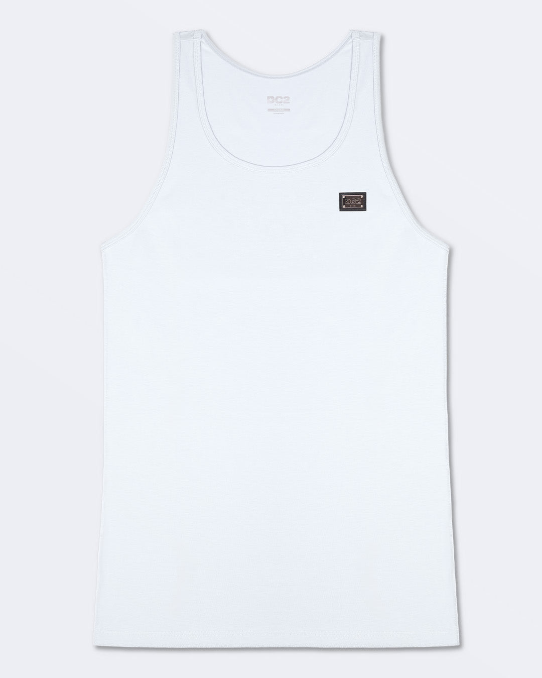 The SOFT WHITE in a solid white color casual gym tank top for men by the DC2 brand of men's beachwear from Miami.