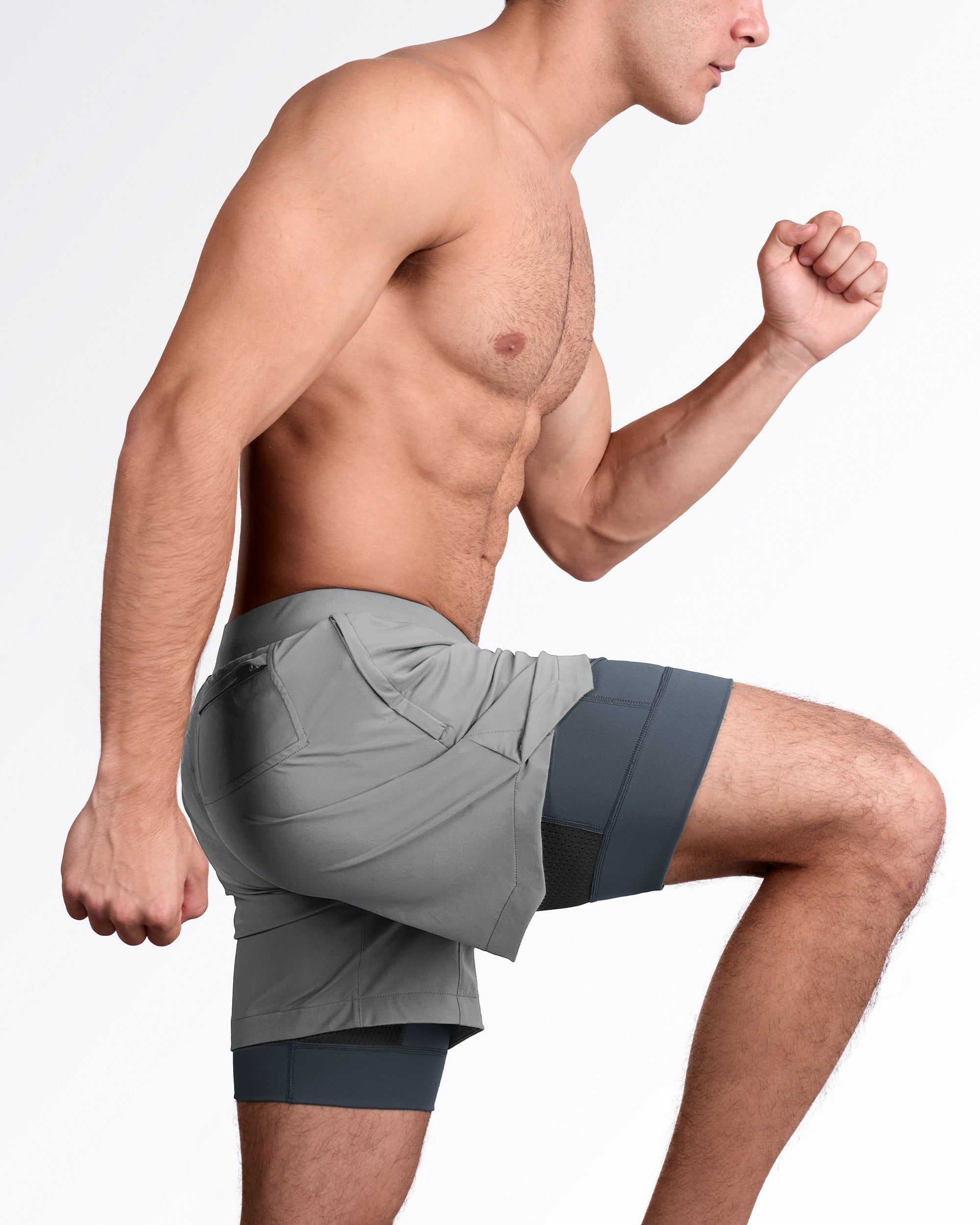 SPACE GRAY - Endurance Shorts Lined 2-in-1