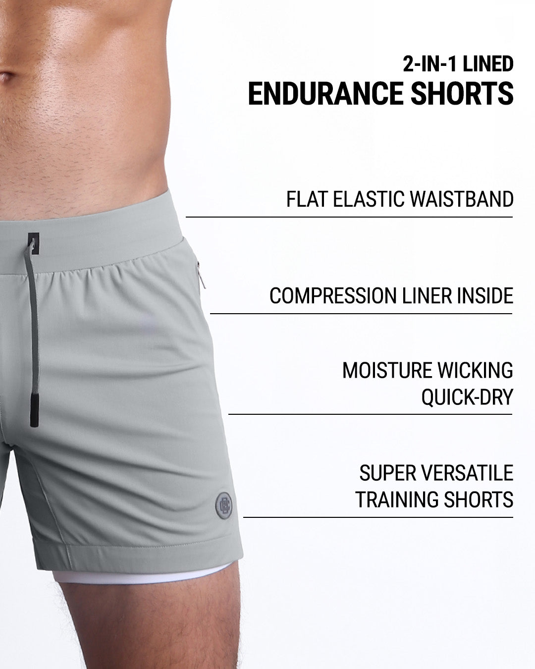 SPACE GRAY - Endurance Shorts Lined 2-in-1