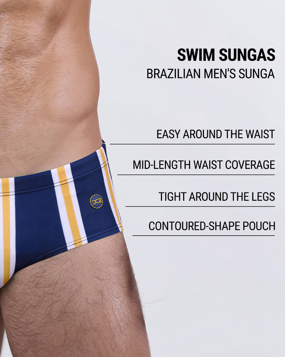 This men’s swimwear features a contoured-shape pouch, tight fit around the legs, mid-rise waist coverage, and a streamlined waistband for a secure, relaxed feel. A modern update on the classic Brazilian sunga.