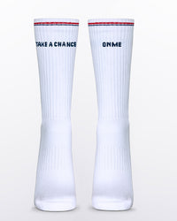 RIBBED CREW SOCKS - White (Take A Chance On Me)