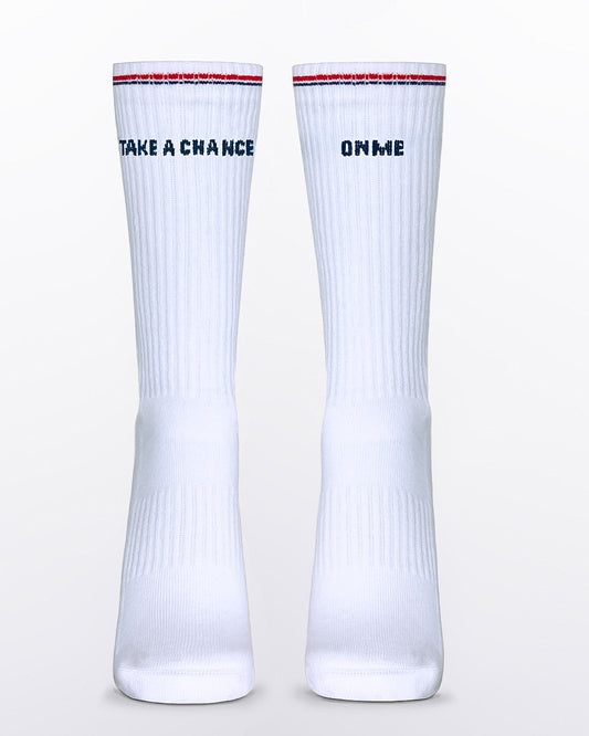 RIBBED CREW SOCKS - White (Take A Chance On Me)