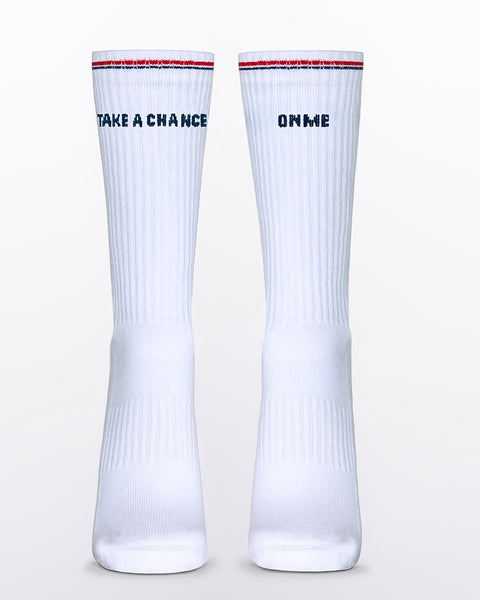 RIBBED CREW SOCKS - White (Take A Chance On Me)