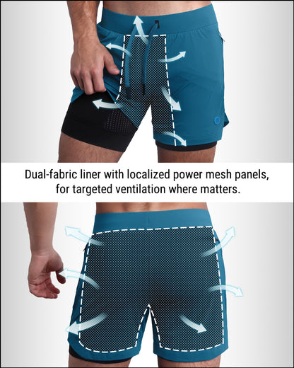 TEAL - Endurance Shorts Lined 2-in-1