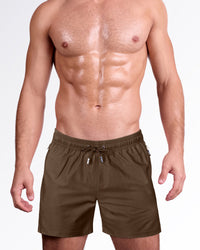 That’s That Me Espresso Resort Shorts by DC2 Miami in espresso brown, featuring a relaxed fit, elastic drawstring waistband, and elevated resort styling.