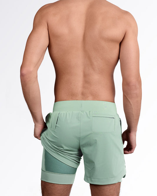 TRACK GREEN - Endurance Shorts Lined 2-in-1