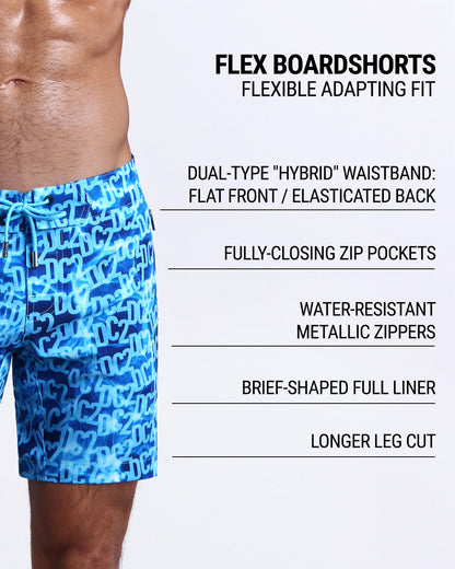 DC2’s Flex Boardshorts are designed to be incredibly flexible, adapting to fit. They come equipped with fully closing zip pockets and water-resistant metal zippers. Additionally, they have a dual-type “hybrid” waistband (flat front/elasticated back), brief-shaped full liner, and longer leg cut.